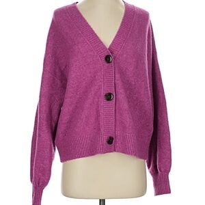 LOFT Magenta Button-Up Cardigan